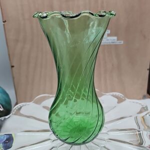 Green glass vase